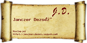 Janczer Dezső névjegykártya